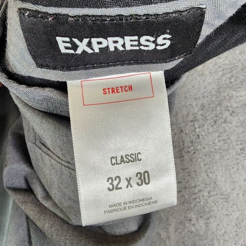 Mens Gray Express Photographer Dress Pants Cotton Stretch Size 32X30